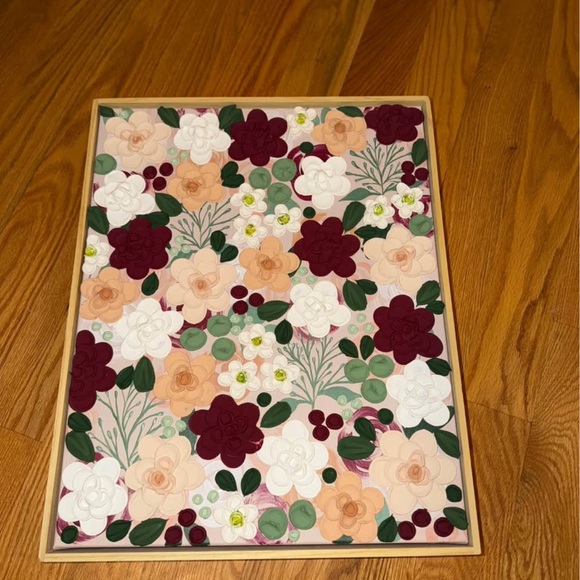 Other - Floral Art Print with Burgundy and Peach Flowers